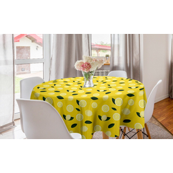 Abakuhaus Tischdecke Kreis Tischdecke Abdeckung für Esszimmer Küche Dekoration, Zitronen Frische Zitrus im Sommer Ton