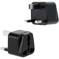 Intirilife 4x Steckdosen Adapter in SCHWARZ - 4er Set UK Typ G Stromadapter Reisestecker für z.B. Deutschland, Italien, Spanien, Frankreich