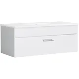 WELLTIME Waschtisch WELLTIME "Trento Light, 60cm, 80cm, 100cm, Keramik-Auflagebecken", weiß (weiß, weiß), B:101cm H:41cm T:47cm, Holzwerkstoff, Keramik, Waschtische, 1 feste Blende und 1 Auszug