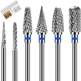 Nagelfräser Aufsätze 6 Stück Nagelfräser Bits Bits für Nagelfräser Fräser Bits Nagelfräser Gelnägel Zubehör Entfernen Gel Acryl Nagelhaut für Maniküre Pediküre(Bringen Sie einen Pinsel mit)