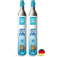 SodaBär | 2x CO2-Zylinder für Quooker Cube | 425g (60 l) | Premiumfüllung mit hochreiner Kohlensäure von Linde