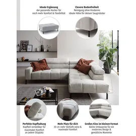 Home Affaire Ecksofa HOME AFFAIRE "Claya, L-Form, incl. Kopfteilverstellung, Breite 276 cm", beige (sand), B:276cm H:71cm T:219cm, 95% Polyester, 5% Nylon, Sofas, Ecksofa, wahlweise elektrischer Sitzvorzug