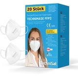 TechniSat TECHNIMASK FFP2 Maske – 20 Stück Atemschutzmaske (5-lagig mit 3x Meltblown-Vlies, Masken 100% Made in Germany) Farbe: Weiß