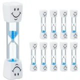 Relaxdays Sanduhr Zähneputzen 100 x Weiß/Blau/Transparent