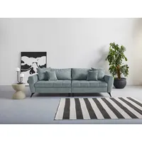 Big-Sofa INOSIGN "Lörby" Sofas Gr. B/H/T: 264cm x 90cm x 107cm, Feincord, Feincord, blau (blaugrau) auch mit Aqua clean-Bezug, feine Steppung im Sitzbereich, lose Kissen