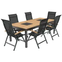 OUTLIV. Alpha Gartenmöbel-Set L (6 Plätze) Tisch 220x100cm Schwarz|Dunkelgrau