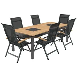 OUTLIV. Alpha Gartenmöbel-Set L (6 Plätze) Tisch 220x100cm Schwarz|Dunkelgrau
