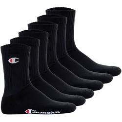 Champion Unisex Socken, 6 Paar - Crew Socken Basic Schwarz EU 35-38