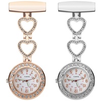 Create idea 2Pcs Krankenschwester Taschenuhr Zinklegierung Metall Taschenuhren Kristall Uhr für Ärzte Krankenschwester Betreuer Silber Rose Gold
