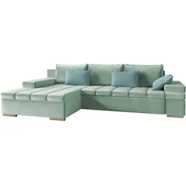 Mirjan24 Ecksofa Mintgrün, 6-Sitzer, Ottomane links,L-Form, 310x175 cm, Wohnzimmer, Sofas & Couches, Wohnlandschaften, Ecksofas