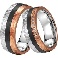 Trauring DOOSTI "Schmuck Geschenk Edelstahl Ehering Partnerring LIEBE" Fingerringe Gr. 72, ohne Zirkonia, Edelstahl-Carbon, 7mm, rosegold (edelstahlfarben-roségoldfarben-schwarz) wahlweise mit oder ohne Zirkonia