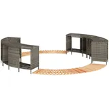 Whirlpool-Umrandung Grau Poly Rattan und Massivholz Akazie - Poolzubehör modernem Design 31209250