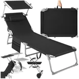 Tectake Sonnenliege 190 x 68 x 28 cm Schwarz