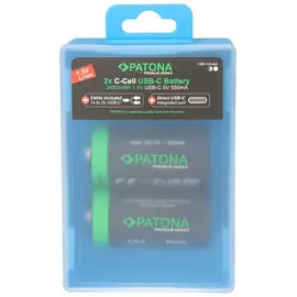 PATONA 2x LR14 Baby C Premium Akkus 3,5Wh mit USB-C und Ladekabel