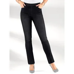 Schlupfjeans INSPIRATIONEN, Damen, Gr. 225, Extrakurzgrößen, schwarz (schwarz, denim), 78% Baumwolle, 20% Polyester, 2% Elasthan, unifarben, lang, Jeans