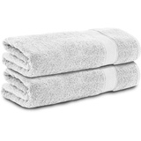 Komfortec 2er Set Duschtücher, 70x140cm Größe, Doppelpack,%100 Baumwolle, Handtücher, Frottee, Weich, Saugstark, Weiß