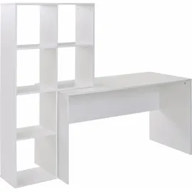 FineBuy Schreibtisch mit Regal 170 cm Weiß Computertisch Tisch Modern