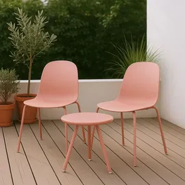 CLP 2er Sitzgruppe Berdin I Garten-Set 2x Stuhl stapelbar und 1x Tisch I Outdoor-Set wetterfest UV-beständig I Gartenmöbel