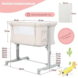 Costway Beistellbett Beige 70 x 140 cm