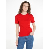 Tommy Hilfiger T-Shirt »NEW SLIM CODY C-NK SS«, mit Logostickerei, Gr. XS (34), Fierce Red, , 46508113-XS