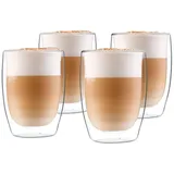 350ml Doppelwandige Latte Macchiato Gläser 4er Set Borosilikatglas Kaffeetassen Glas Kaffeeglas Teegläser für Cappuccino,Latte,Tee,EIS,Eistee,Iced Americano,Milch,Saft,Bier