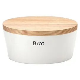 Continenta Brottopf mit Holzdeckel oval 30 cm weiß