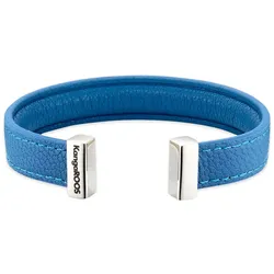 Armspange KANGAROOS "Schmuck Geschenk, LederArmkette verschiedene Farben", blau (edelstahlfarben, blau), Armbänder, Damen, Edelstahl-Leder, Edelstahl, Leder, Armspange