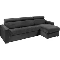 Vente-unique - Ecksofa mit Matratze - Ecke wechselbar - Cord - Anthrazitgrau - Liegefläche 140 cm - Matratze 14 cm - vizir