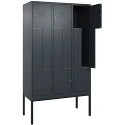 C+P Z-Spind Classic PLUS, Gestell, 6 Abteile, HxBxT 212x120x50cm, Zylinderschloss, Anthrazit von PROREGAL