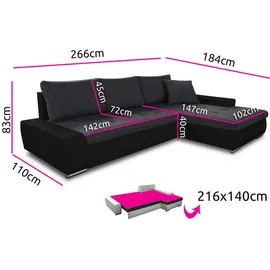 Sofnet Ecksofa 5-Sitzer Textil Grau
