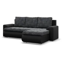 mebligo Eckcouch 3-Sitzer Textil Schwarz