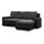 mebligo Eckcouch 3-Sitzer Textil Schwarz