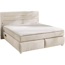 JOB Boxspringbett 180 x 200 cm Beige Webstoff LED-Beleuchtung und USB-Anschluss