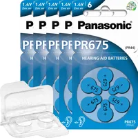30x Panasonic Hörgerätebatterien PR675 blau (5x 6er Blister) + Transportbox
