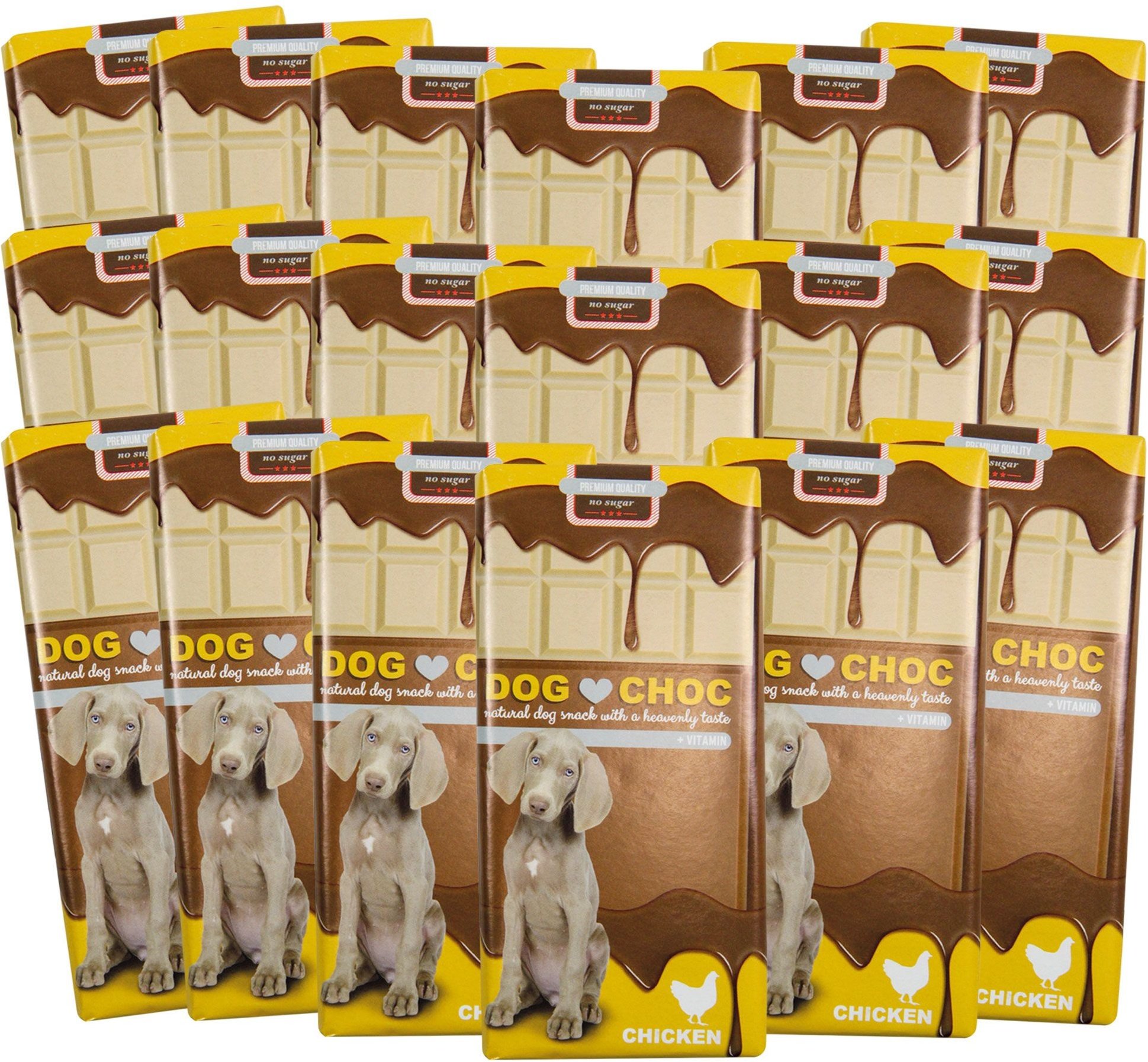 DOG Choc Hundeschokolade - spezielle Rezeptur nur für Hunde Huhn Futter 18x100 g