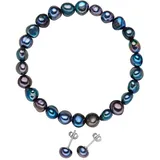 VALERO PEARLS Schmuckset X746 blau/grau / Silber