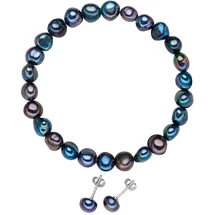 VALERO PEARLS Schmuckset X746 blau/grau / Silber