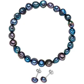 VALERO PEARLS Schmuckset X746 blau/grau / Silber