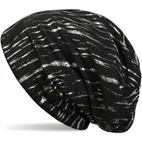 Stylebreaker Beanie mit Metallic Streifen Schwarz