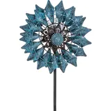 Dehner Solar Windrad Mola mit Solarlicht, warmweiß, 122 x 32 x 32 cm, IP44, Metall/Kunststoff/Glas, anthrazit/blau