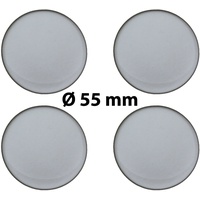 4 x Ø 55 mm Polymere Aufkleber / Silber-Optik / Nabenkappen, Felgendeckel
