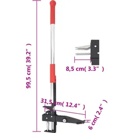 vidaXL Unkrautstecher Rot und Silbern 99,5 cm Eloxiertes Aluminium