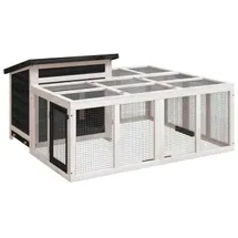 vidaXL Kleintierkäfig Kaninchenstall 144 x 123 x 67,5 cm grau