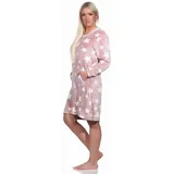 normann langarm Nachthemd Bündchen Sterne Coralfleece - 76770 in rosa | Gr.: 36-38