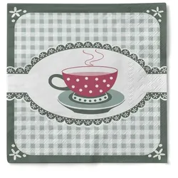 Sovie HOME Serviette Kathrin in Grün aus Tissue 33 x 33 cm, 20 Stück - Kaffee Cafe Frühstück Kariert
