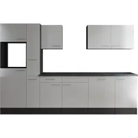 Respekta Küchenzeile 310 cm grau matt weiß