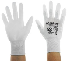 SafeGuard ESD Handschuh, beschichtete Handflächen, silikonfrei DSWL40763 , 1 Paar, Größe S, weiß