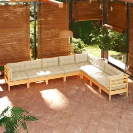 vidaXL Garten-Lounge-Set 8-tlg. creme Kiefer