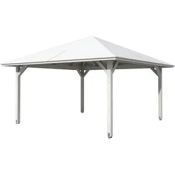 Holzpavillon SKANHOLZ "Cannes 3", weiß, H: 344cm, Pavillons, Leimholz, 424 x 424 cm