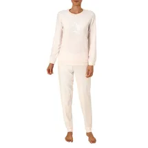 RELAX by Normann Damen Frottee Pyjama Langarm Schlafanzug mit Bündchen und Sterne Optik - 291 201 13 942, Farbe:Rose, Größe:36/38 - 36